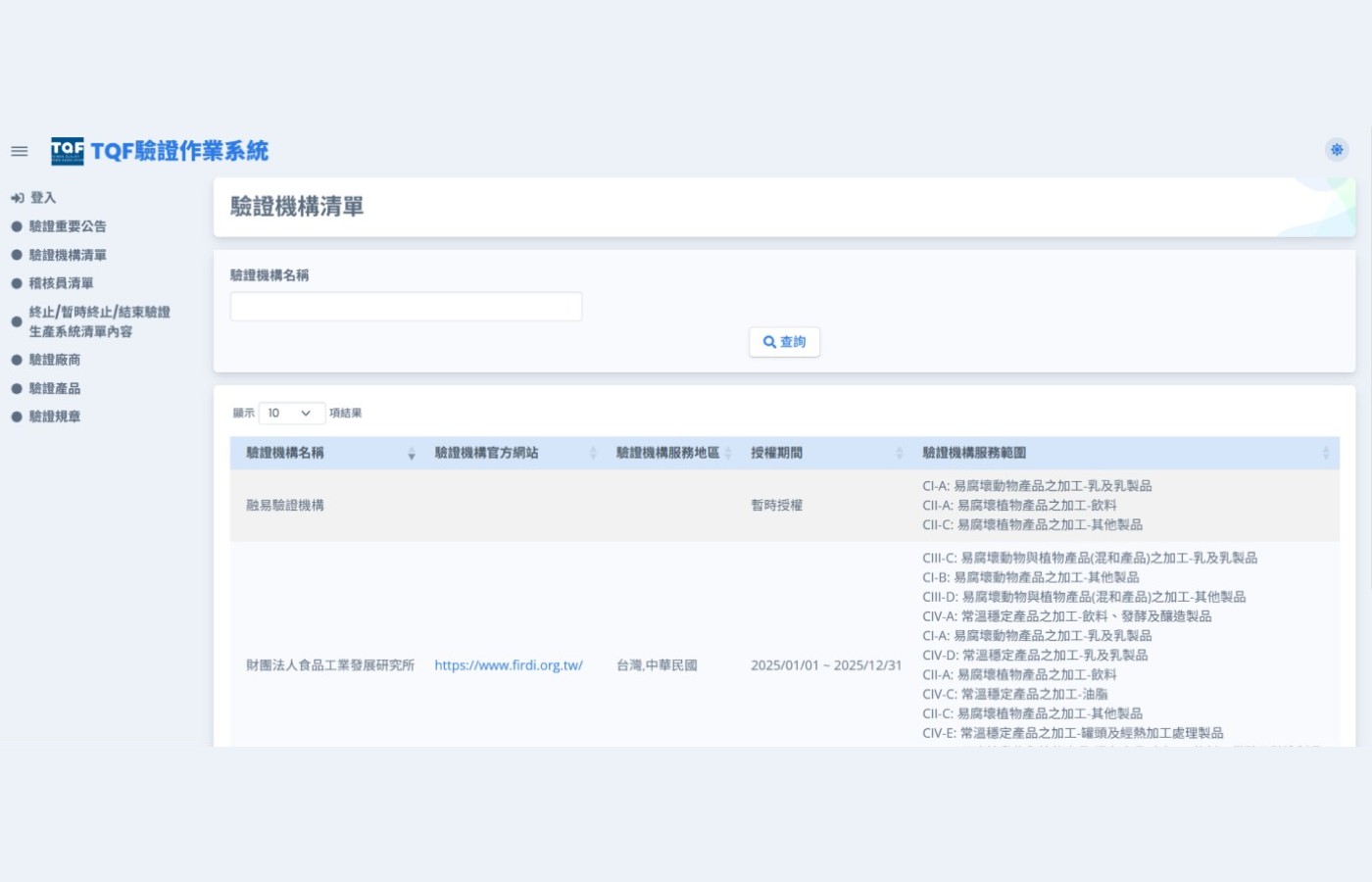 台灣優食｜TQF驗證作業系統
